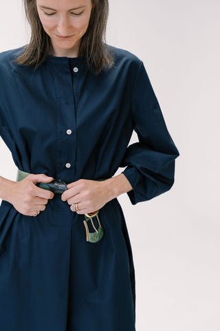 Balloon Sleeve Dress in Navy